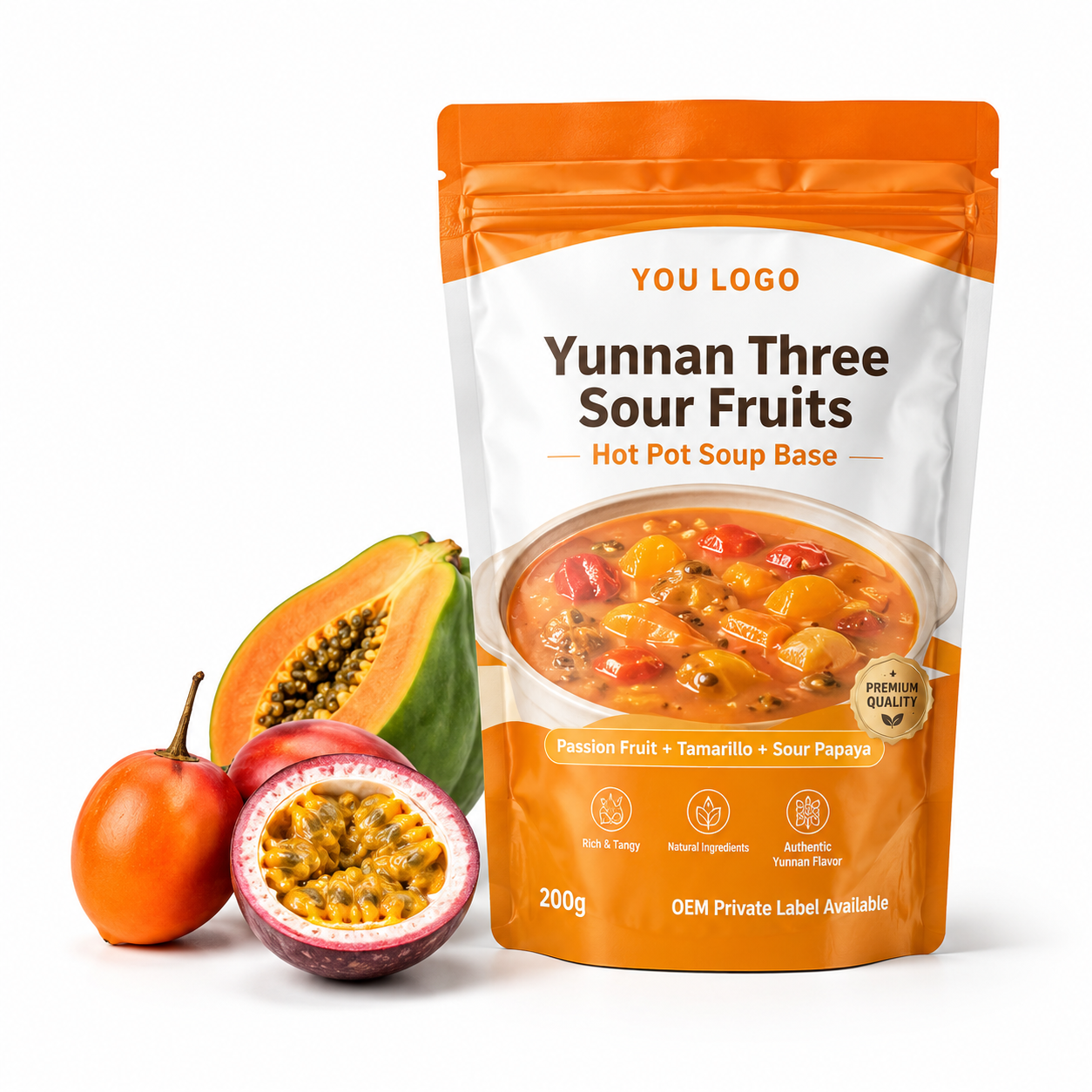 Yunnan Three Sour Fruit Hot Pot Soup Base | Passion Fruit, Tamarillo & Sour Papaya | 200g | OEM Wholesale