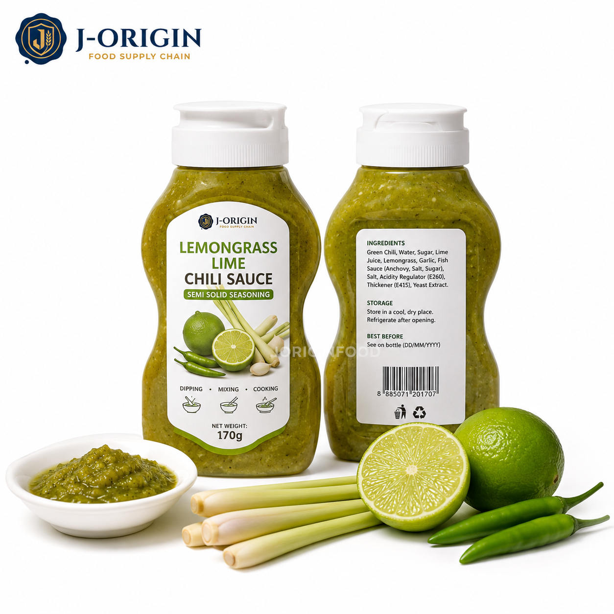 Lemongrass Lime Chili Sauce | Ready-to-Use Semi-Solid Seasoning | Restaurant Foodservice Retail | OEM Private Label | 170g