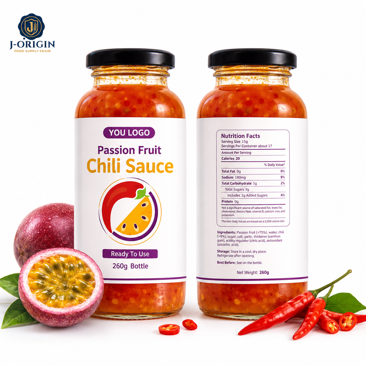 Passion Fruit Mild Chili Sauce | Ready-to-Use Dipping & Cooking Sauce | Restaurant Foodservice Retail | OEM Private Label | 260g
