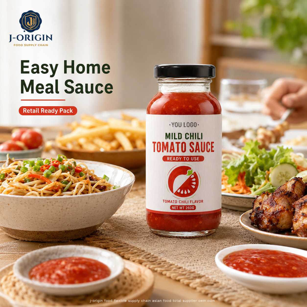 Southeast Asian Mild Chili Tomato Sauce | Ready-to-Use Dipping & Cooking Sauce | Restaurant Foodservice Retail | OEM Private Label | 260g