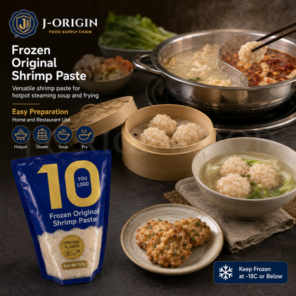Frozen Shrimp Paste Original Flavor | Hotpot Seafood | Retail Pack & Foodservice Bulk Supply | OEM Private Label | 150g / 500g