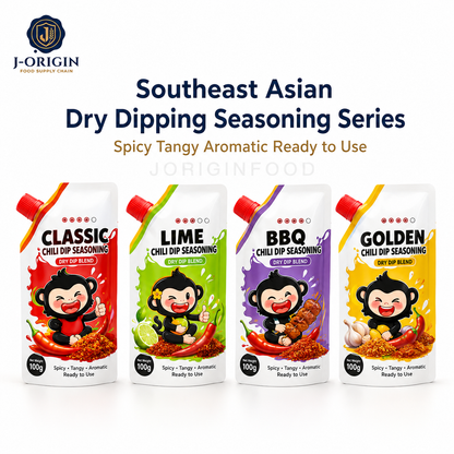 Southeast Asian Chili Dip Seasoning Powder | 4 Flavors — Classic · Lime · BBQ · Golden | OEM Private Label | 100g