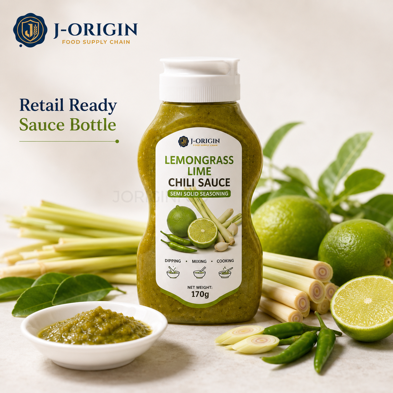 Lemongrass Lime Chili Sauce | Ready-to-Use Semi-Solid Seasoning | Restaurant Foodservice Retail | OEM Private Label | 170g