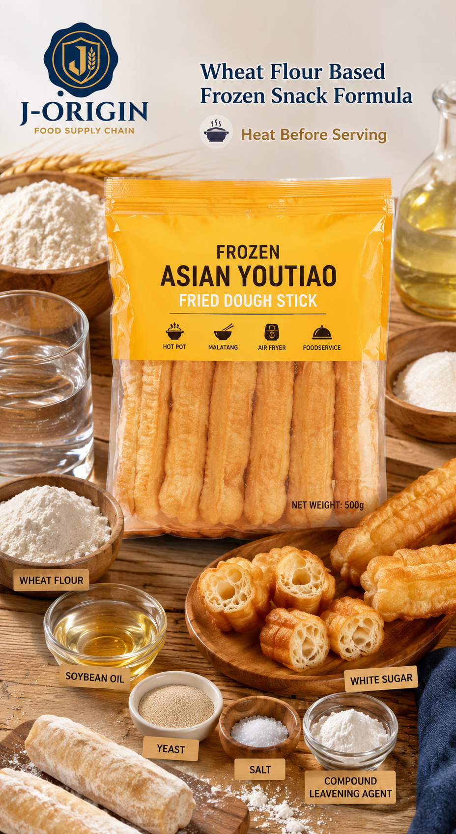 Frozen Youtiao Fried Dough Stick — 500g | OEM Private Label
