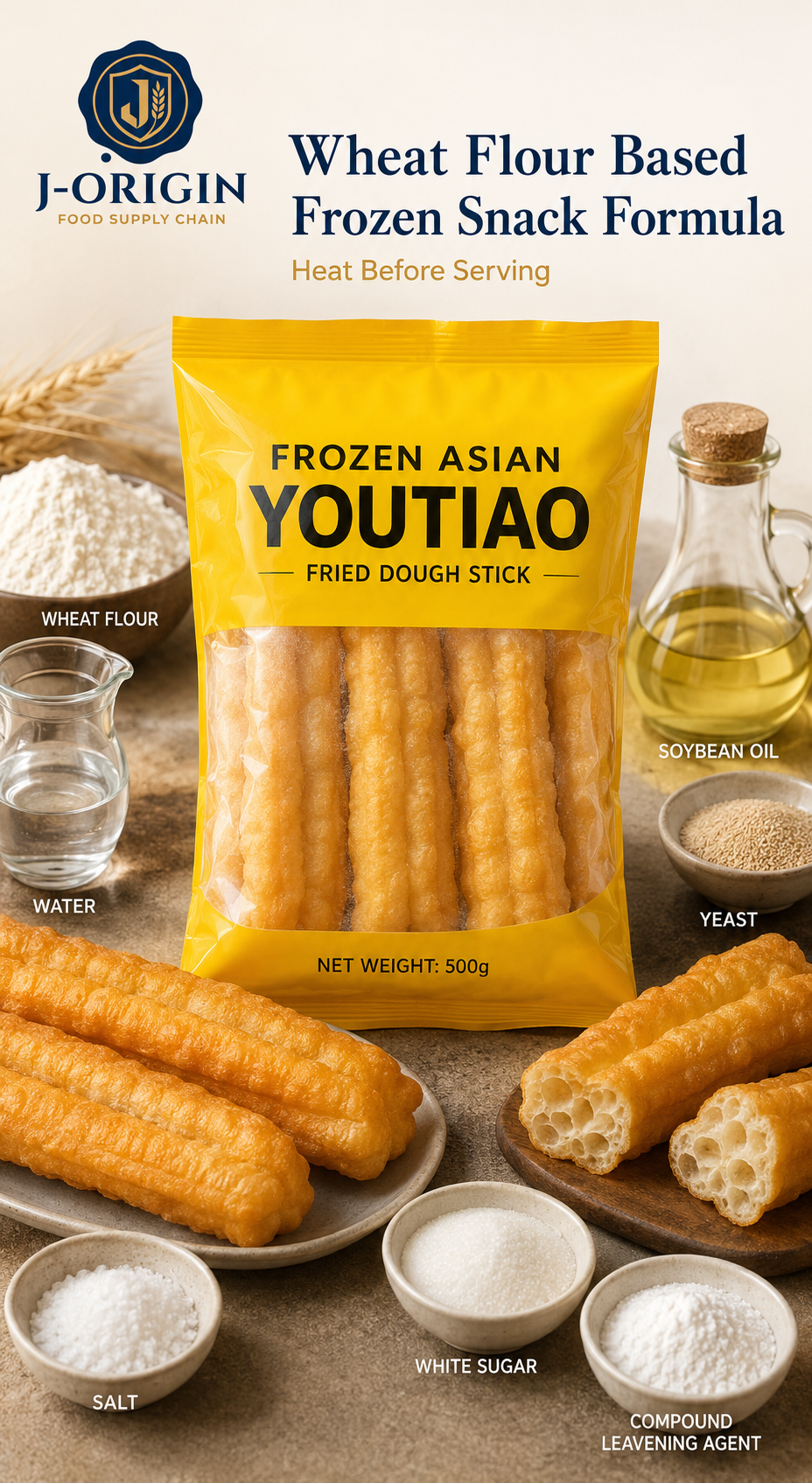 Frozen Youtiao Fried Dough Stick — 500g | OEM Private Label