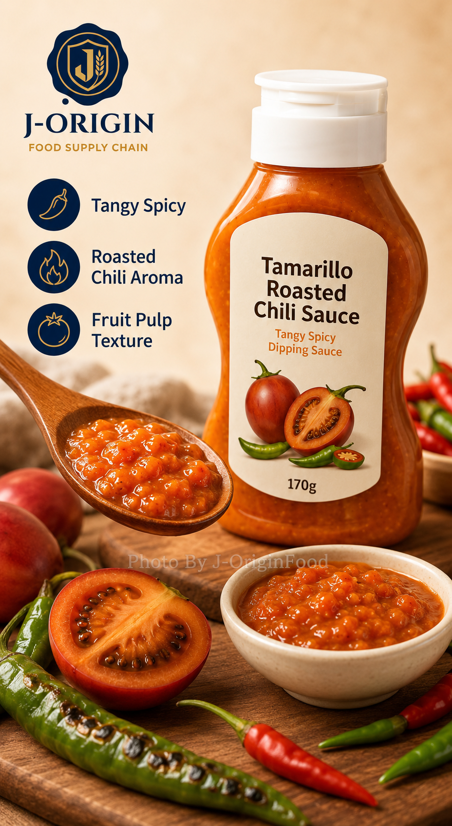 Tamarillo Tree Tomato Roasted Chili Sauce – Tangy Spicy Dipping Sauce (170g)
