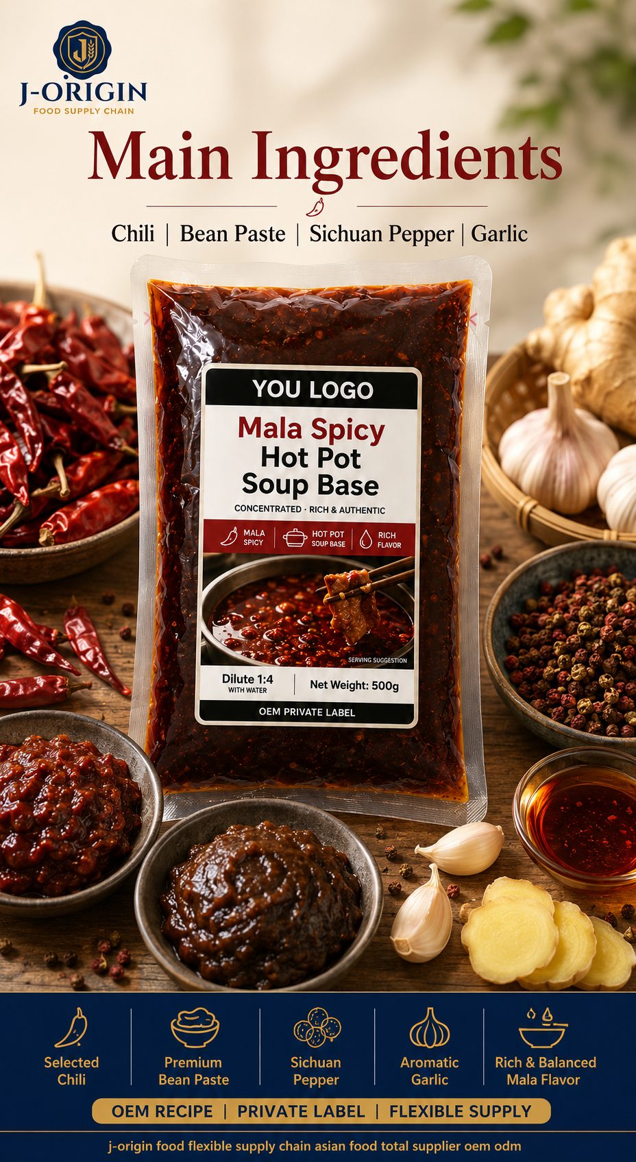 Mala Spicy Hot Pot Soup Base | Concentrated | 500g | OEM & Wholesale