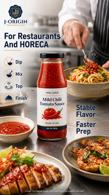Southeast Asian Mild Chili Tomato Sauce | Ready-to-Use Dipping & Cooking Sauce | Restaurant Foodservice Retail | OEM Private Label | 260g