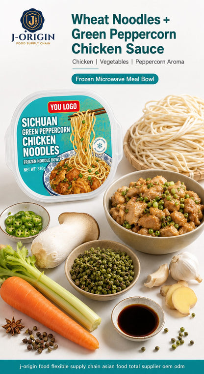 Sichuan Green Peppercorn Chicken Noodle Bowl | 370g | Frozen Ready-to-Heat Wheat Noodle OEM