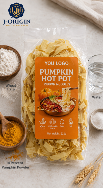 Pumpkin Hot Pot Ribbon Noodles — 220g Retail Bag | OEM Private Label