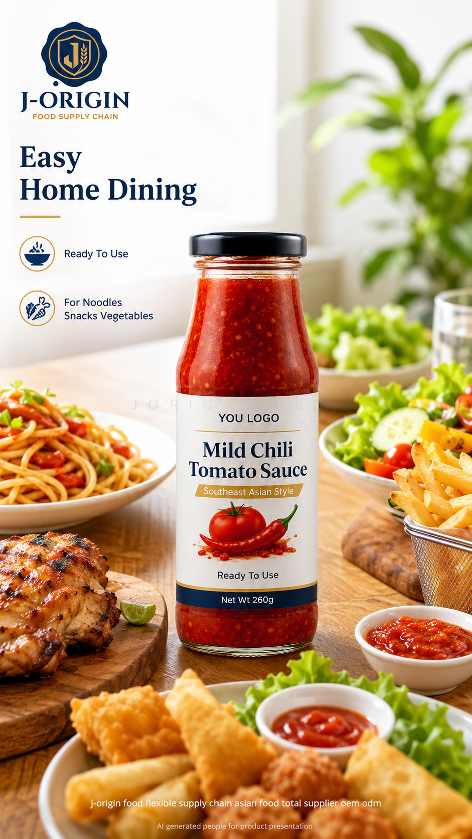 Southeast Asian Mild Chili Tomato Sauce | Ready-to-Use Dipping & Cooking Sauce | Restaurant Foodservice Retail | OEM Private Label | 260g