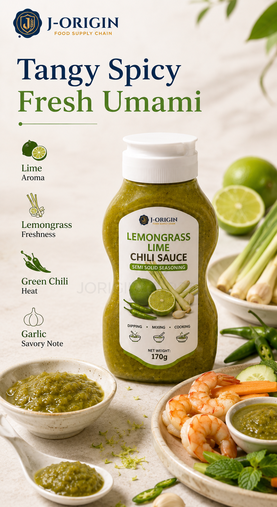 Lemongrass Lime Chili Sauce | Ready-to-Use Semi-Solid Seasoning | Restaurant Foodservice Retail | OEM Private Label | 170g