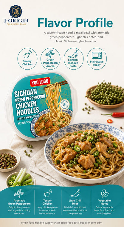 Sichuan Green Peppercorn Chicken Noodle Bowl | 370g | Frozen Ready-to-Heat Wheat Noodle OEM
