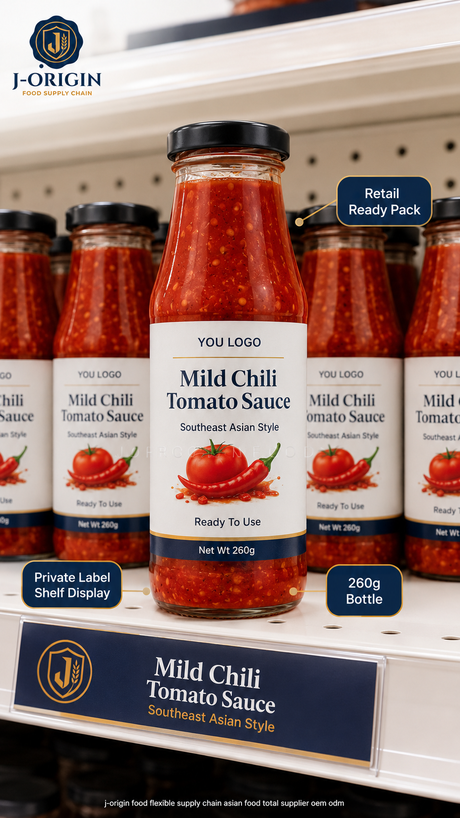 Southeast Asian Mild Chili Tomato Sauce | Ready-to-Use Dipping & Cooking Sauce | Restaurant Foodservice Retail | OEM Private Label | 260g