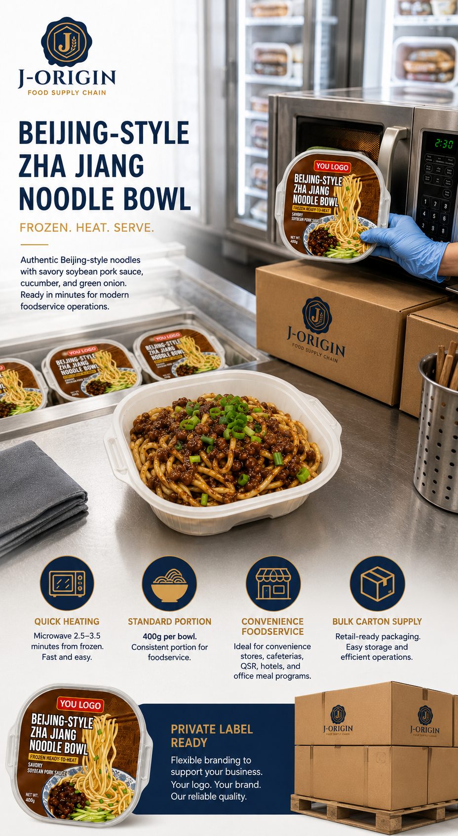 Beijing-Style Zha Jiang Noodle Bowl | 400g | Frozen Ready-to-Heat Wheat Noodle OEM