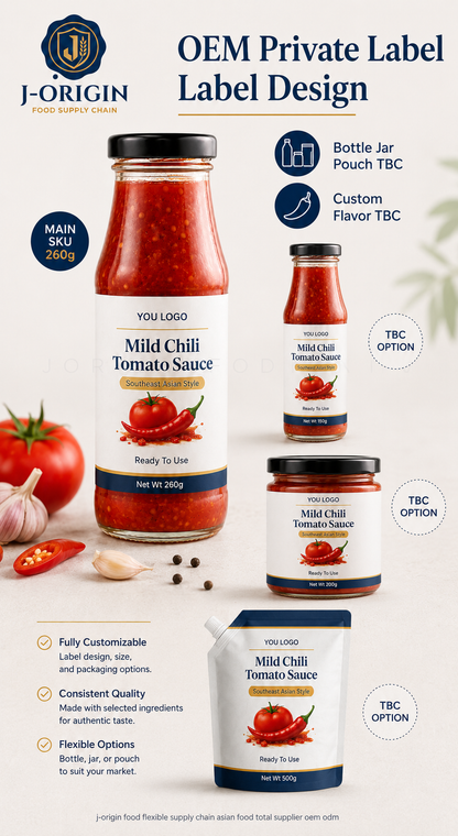 Southeast Asian Mild Chili Tomato Sauce | Ready-to-Use Dipping & Cooking Sauce | Restaurant Foodservice Retail | OEM Private Label | 260g