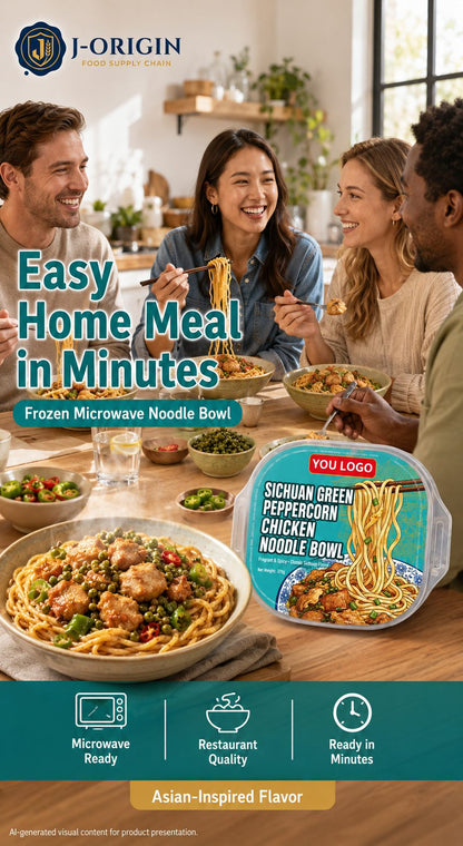 Sichuan Green Peppercorn Chicken Noodle Bowl | 370g | Frozen Ready-to-Heat Wheat Noodle OEM
