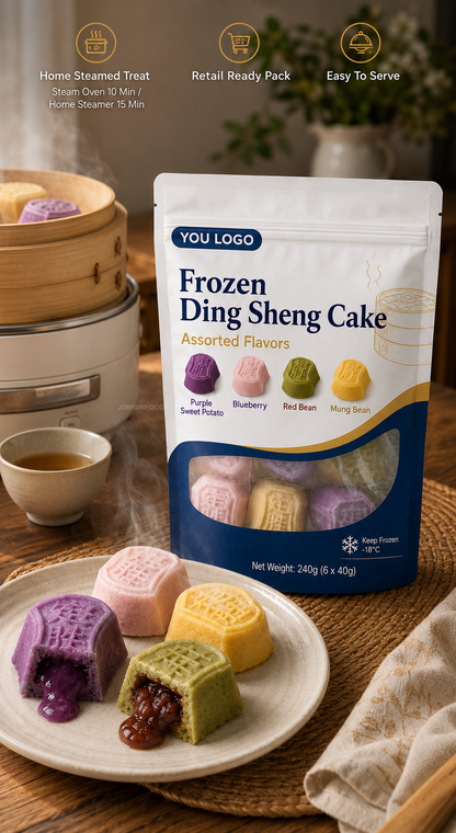 Frozen Ding Sheng Cake | Chinese Steamed Rice Cake Dessert | Assorted Flavors | OEM Private Label | 240g