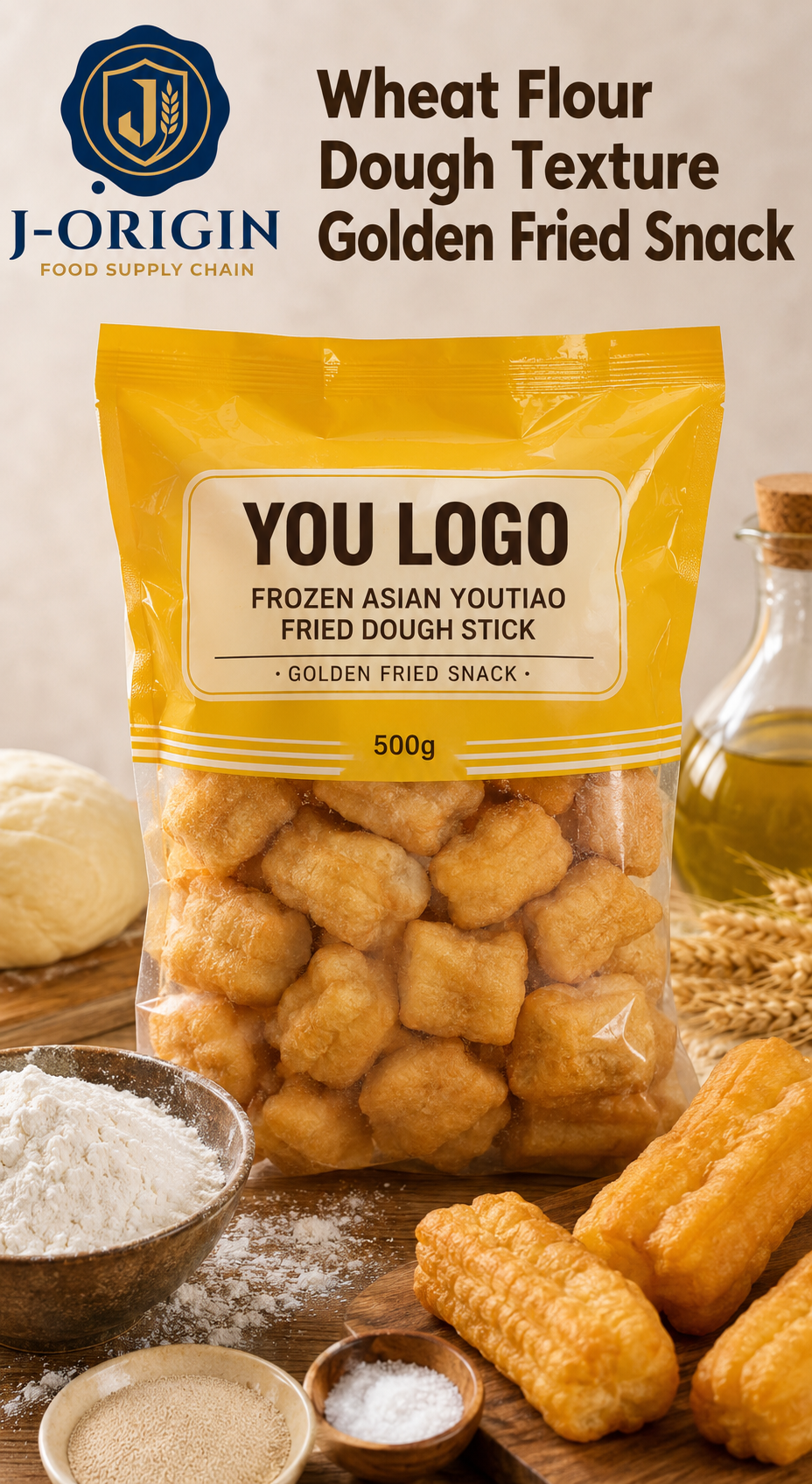 Frozen Youtiao Fried Dough Stick — 500g | OEM Private Label