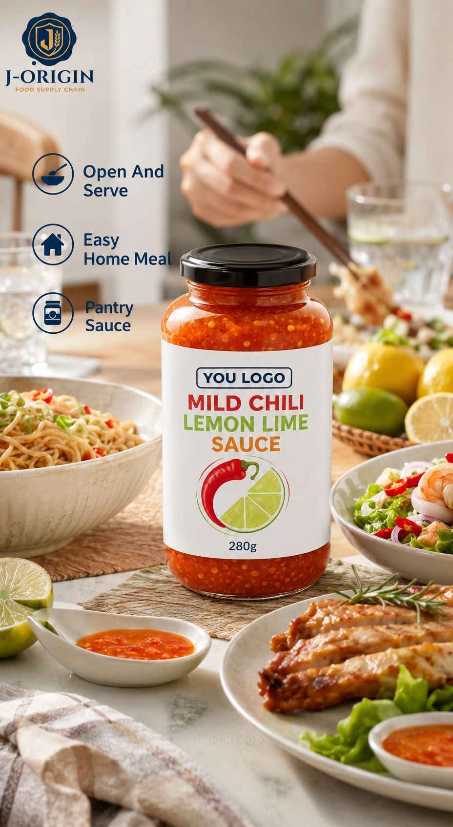 Mild Chili Lemon Lime Sauce – Ready-to-Eat Asian Dipping Sauce | OEM Private Label | 280g Bottle