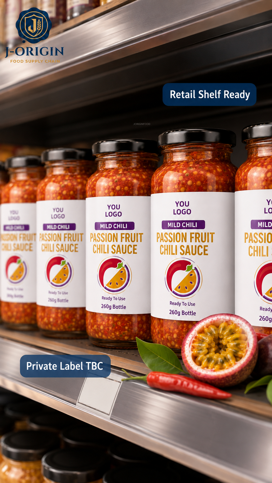 Passion Fruit Mild Chili Sauce | Ready-to-Use Dipping & Cooking Sauce | Restaurant Foodservice Retail | OEM Private Label | 260g