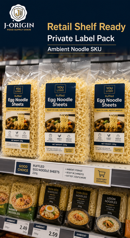 Ruffled Egg Noodle Sheets | Hot Pot & Noodle Soups | OEM Private Label | 220g