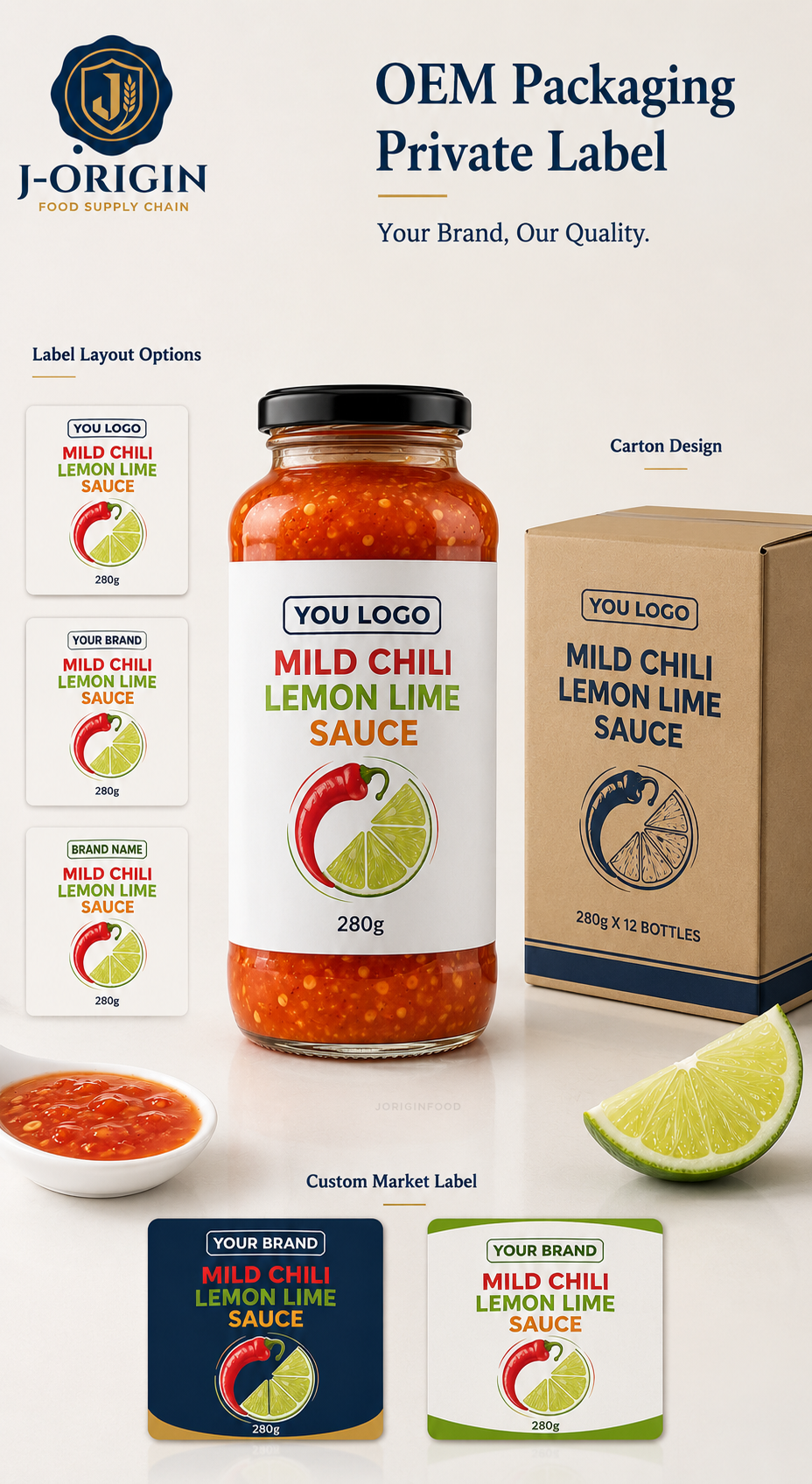 Mild Chili Lemon Lime Sauce – Ready-to-Eat Asian Dipping Sauce | OEM Private Label | 280g Bottle
