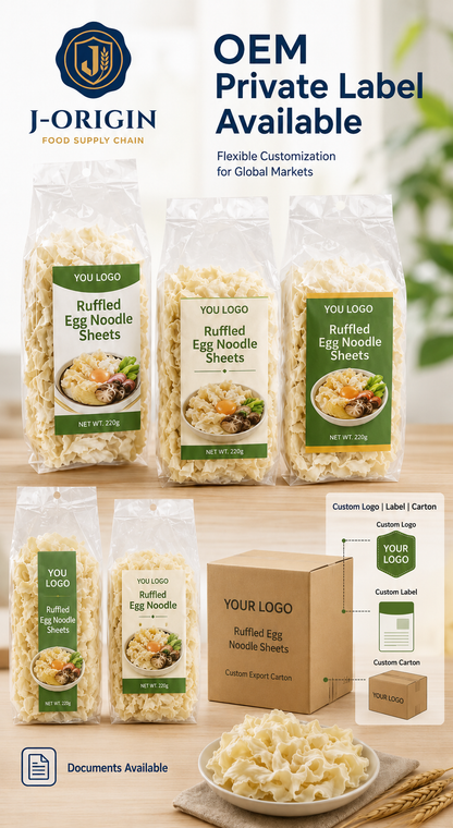Ruffled Egg Noodle Sheets | Hot Pot & Noodle Soups | OEM Private Label | 220g