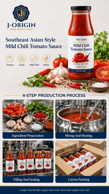 Southeast Asian Mild Chili Tomato Sauce | Ready-to-Use Dipping & Cooking Sauce | Restaurant Foodservice Retail | OEM Private Label | 260g