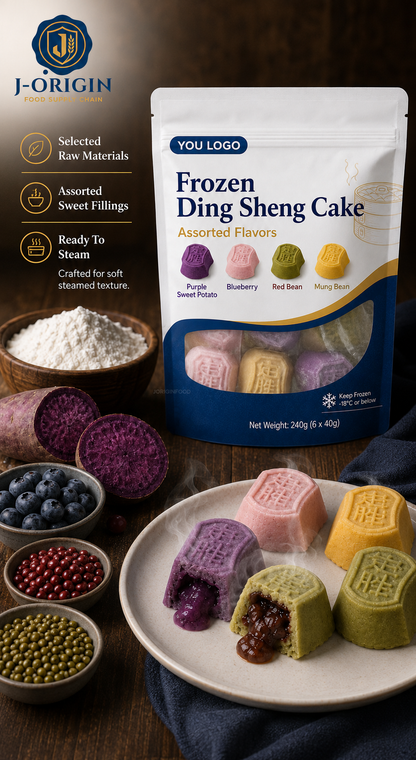Frozen Ding Sheng Cake | Chinese Steamed Rice Cake Dessert | Assorted Flavors | OEM Private Label | 240g