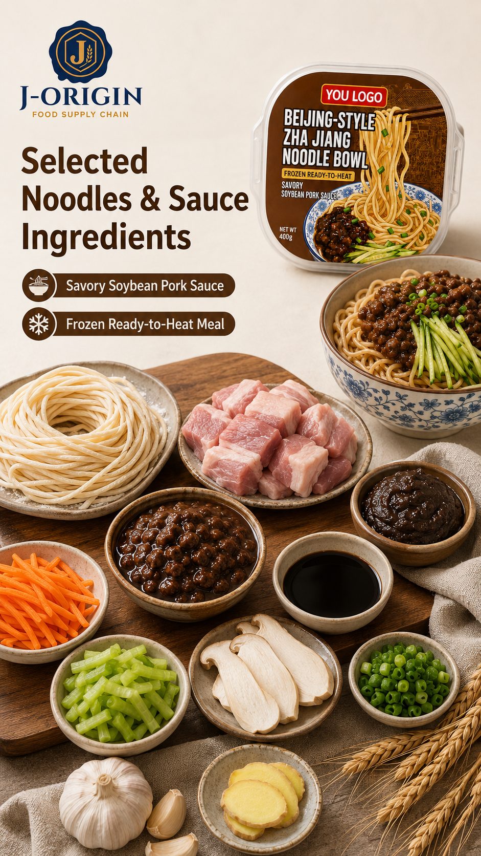 Beijing-Style Zha Jiang Noodle Bowl | 400g | Frozen Ready-to-Heat Wheat Noodle OEM