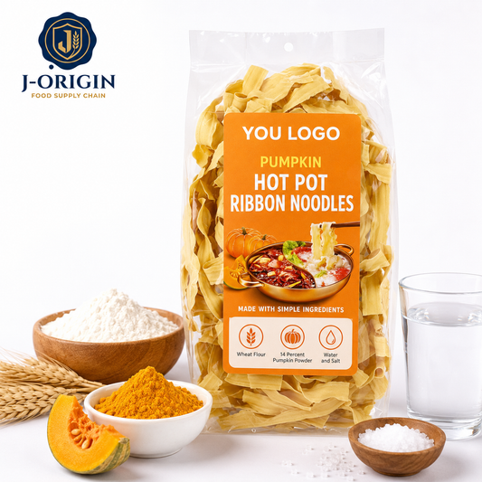Pumpkin Hot Pot Ribbon Noodles — 220g Retail Bag | OEM Private Label