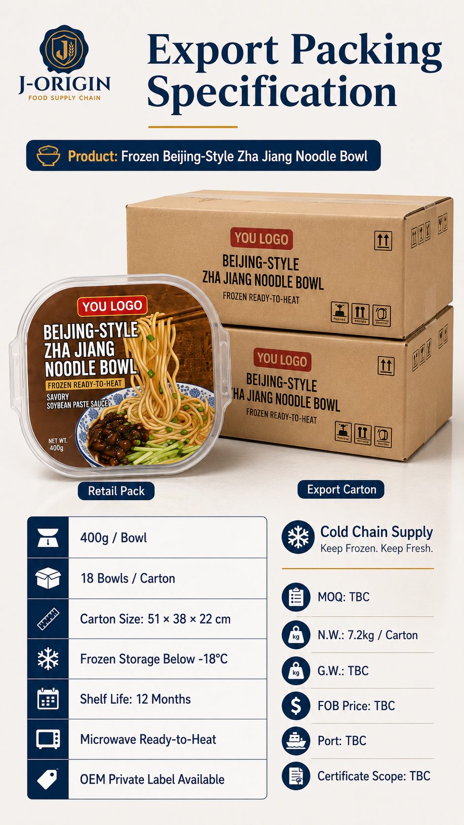 Beijing-Style Zha Jiang Noodle Bowl | 400g | Frozen Ready-to-Heat Wheat Noodle OEM