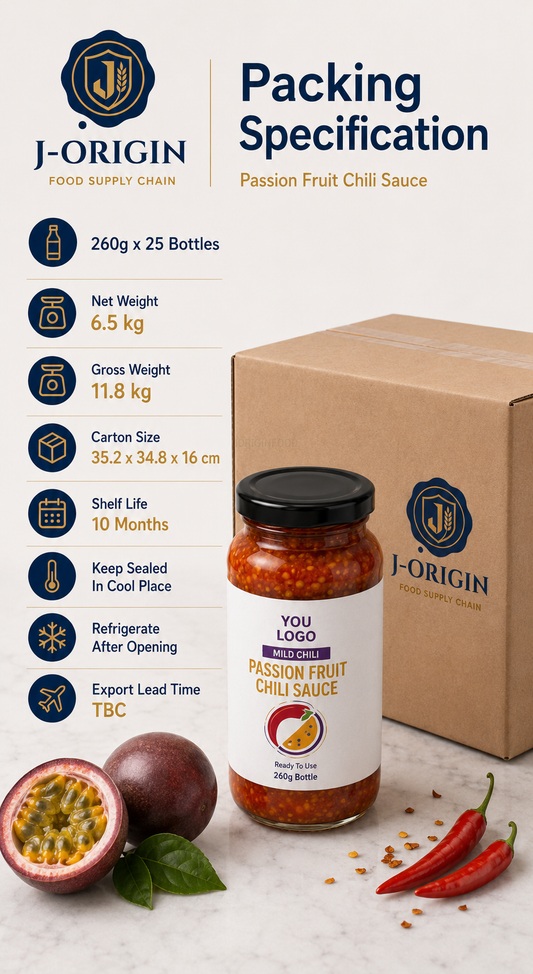 Passion Fruit Mild Chili Sauce | Ready-to-Use Dipping & Cooking Sauce | Restaurant Foodservice Retail | OEM Private Label | 260g