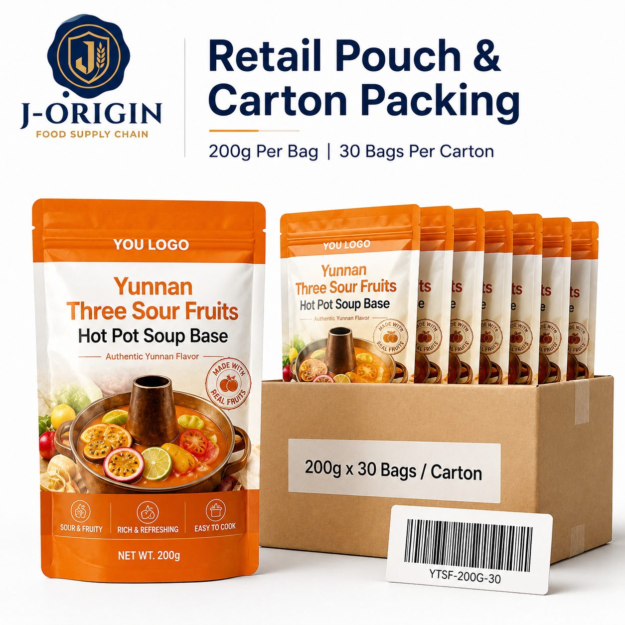 Yunnan Three Sour Fruits Hot Pot Soup Base | 200g | Tangy Fruity Broth for Hot Pot & Noodles OEM