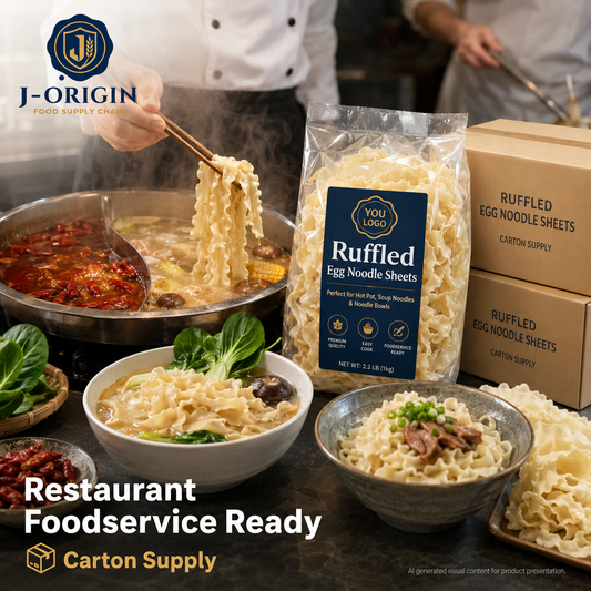 Ruffled Egg Noodle Sheets | Hot Pot & Noodle Soups | OEM Private Label | 220g