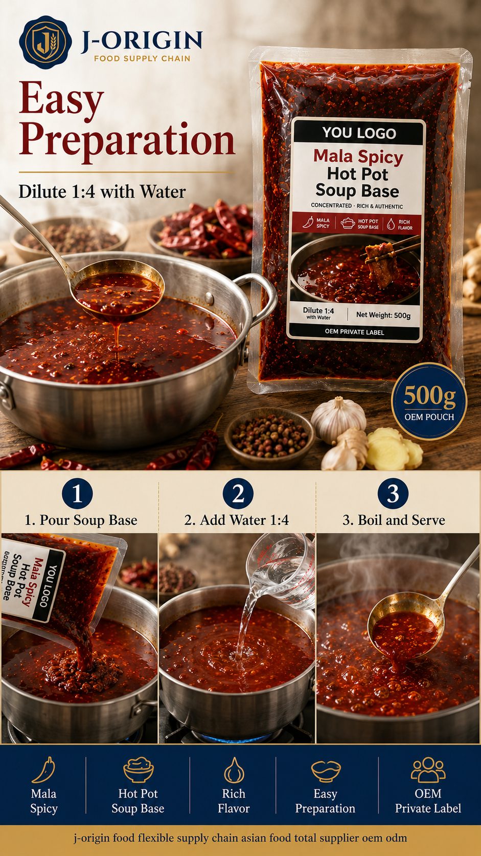 Mala Spicy Hot Pot Soup Base | Concentrated | 500g | OEM & Wholesale
