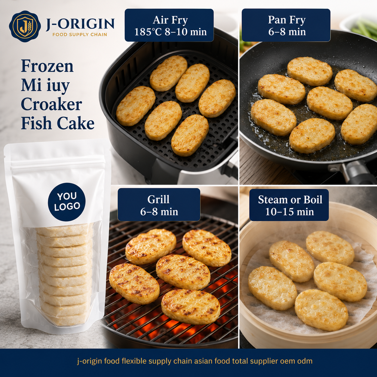 Frozen Mi Iuy Croaker Fish Cake Slices | Ready-to-Cook Seafood Snack | Hot Pot BBQ Retail | OEM Private Label | 125g / 150g