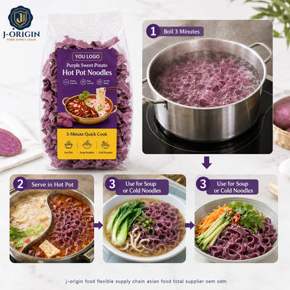 Purple Sweet Potato Hot Pot Noodles | OEM Private Label | 220g Retail Pack | Quick Cook | Ambient