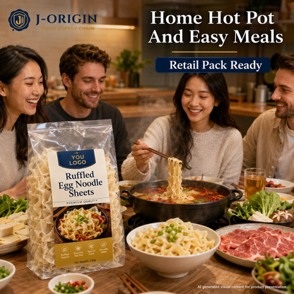 Ruffled Egg Noodle Sheets | Hot Pot & Noodle Soups | OEM Private Label | 220g