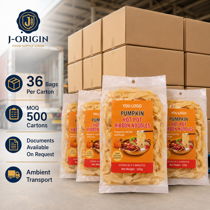 Pumpkin Hot Pot Ribbon Noodles — 220g Retail Bag | OEM Private Label