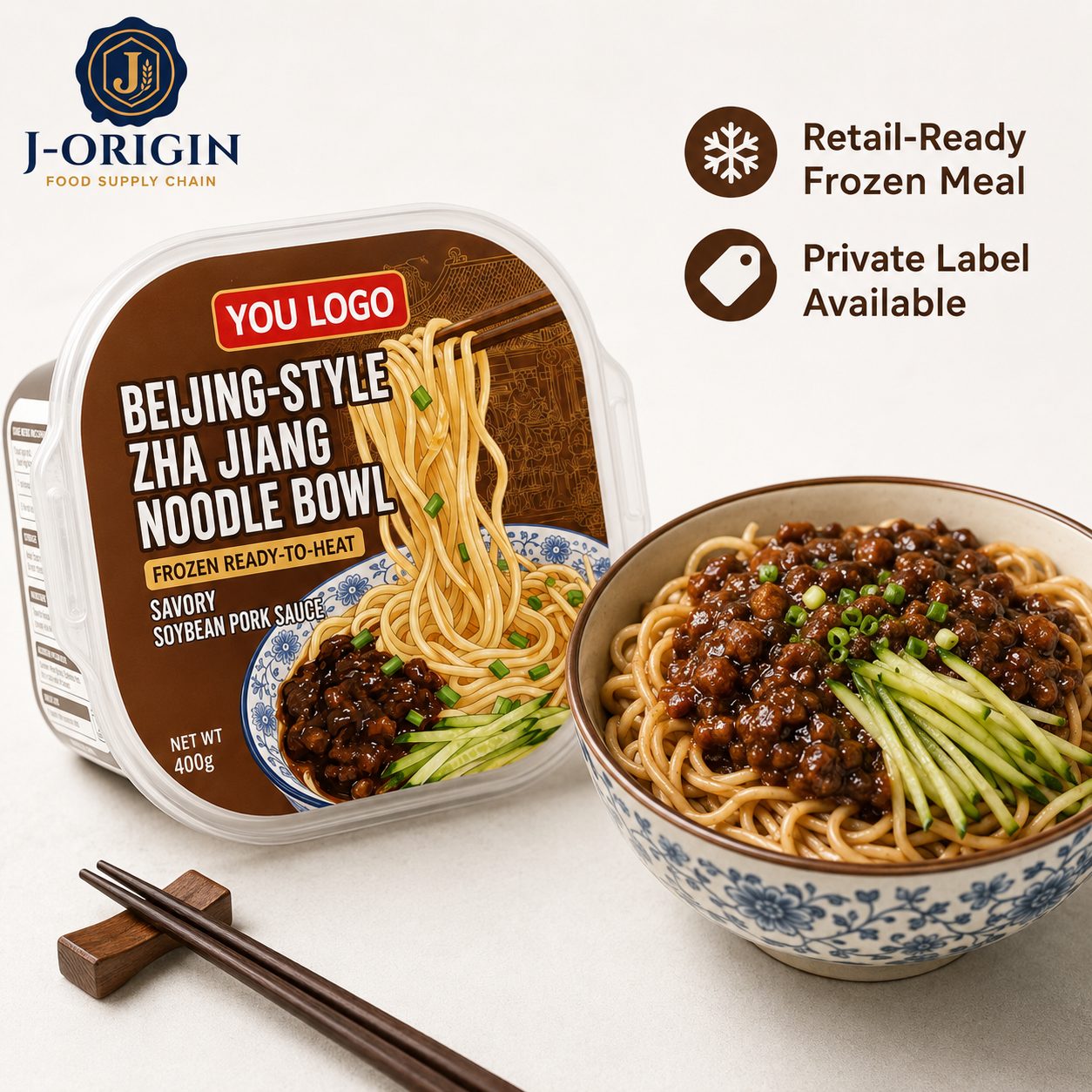 Beijing-Style Zha Jiang Noodle Bowl | 400g | Frozen Ready-to-Heat Wheat Noodle OEM