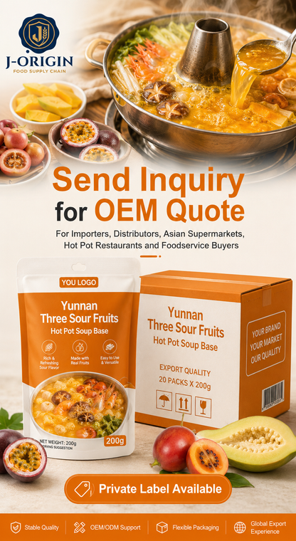 Yunnan Three Sour Fruit Hot Pot Soup Base | Passion Fruit, Tamarillo & Sour Papaya | 200g | OEM Wholesale
