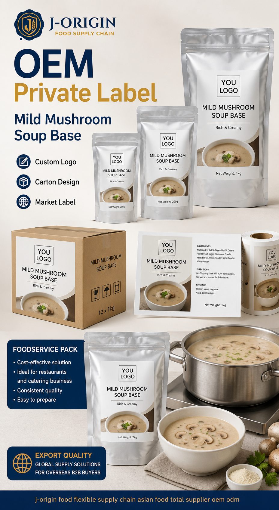 Mild Mushroom Soup Base | Clear Broth | Concentrated | 500g | OEM & Wholesale