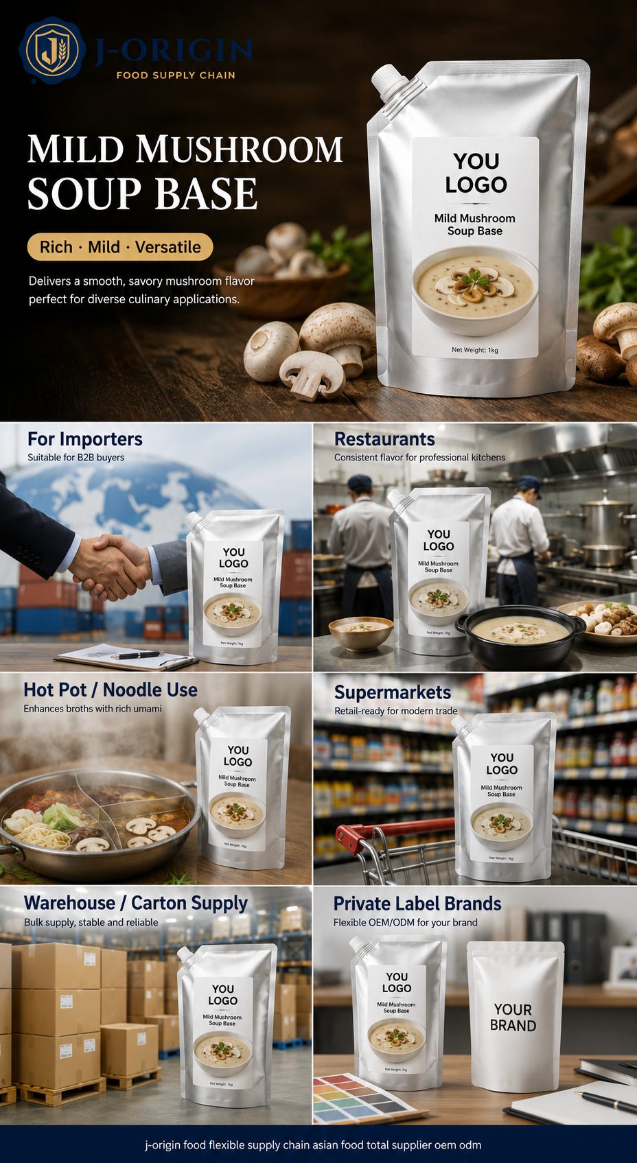 Mild Mushroom Soup Base | Clear Broth | Concentrated | 500g | OEM & Wholesale