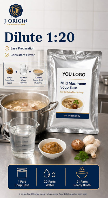 Mild Mushroom Soup Base | Clear Broth | Concentrated | 500g | OEM & Wholesale