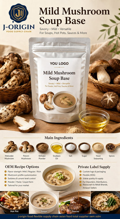 Mild Mushroom Soup Base | Clear Broth | Concentrated | 500g | OEM & Wholesale