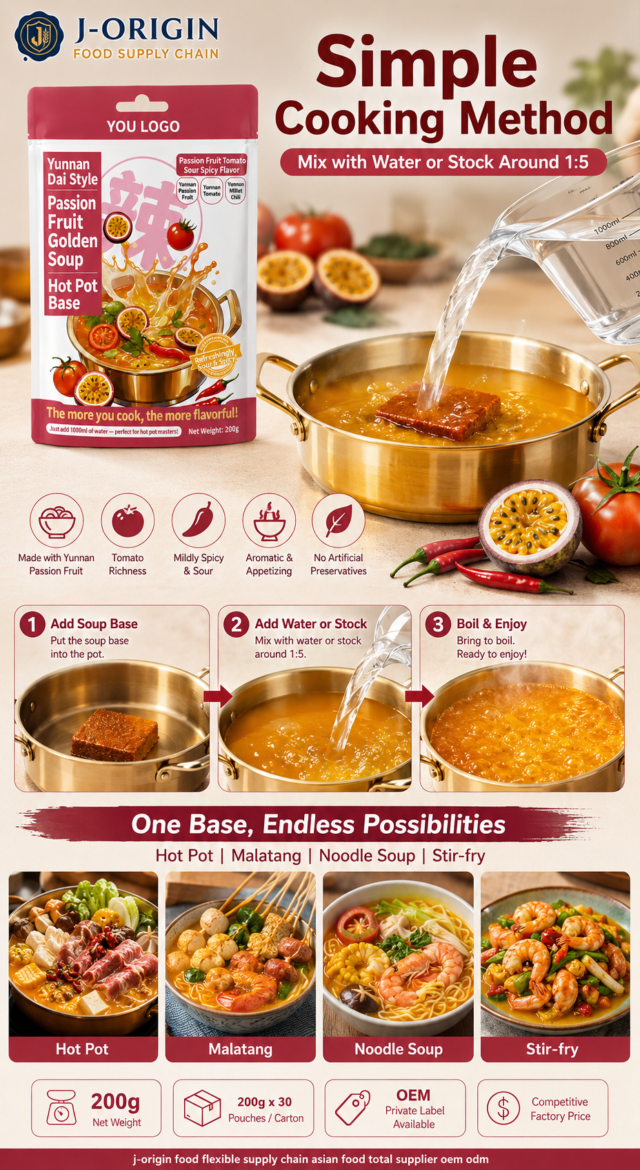 Yunnan Dai Style Passion Fruit Golden Soup Hot Pot Base - OEM & Wholesale Supply