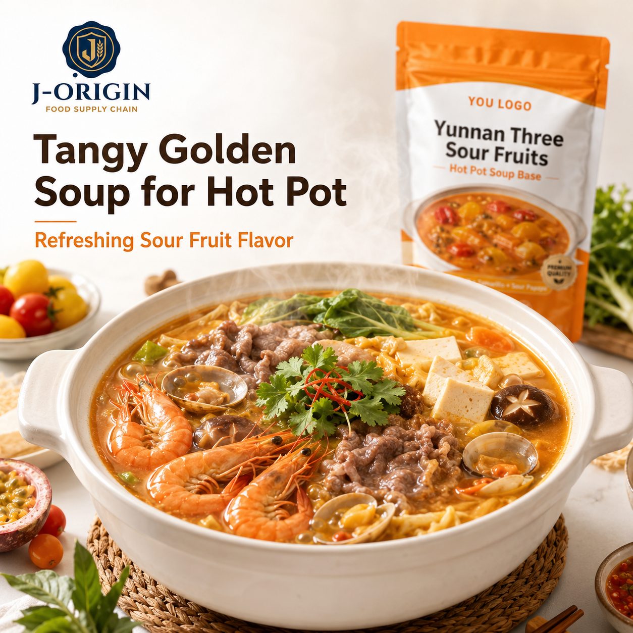 Yunnan Three Sour Fruits Hot Pot Soup Base | 200g | Tangy Fruity Broth for Hot Pot & Noodles OEM