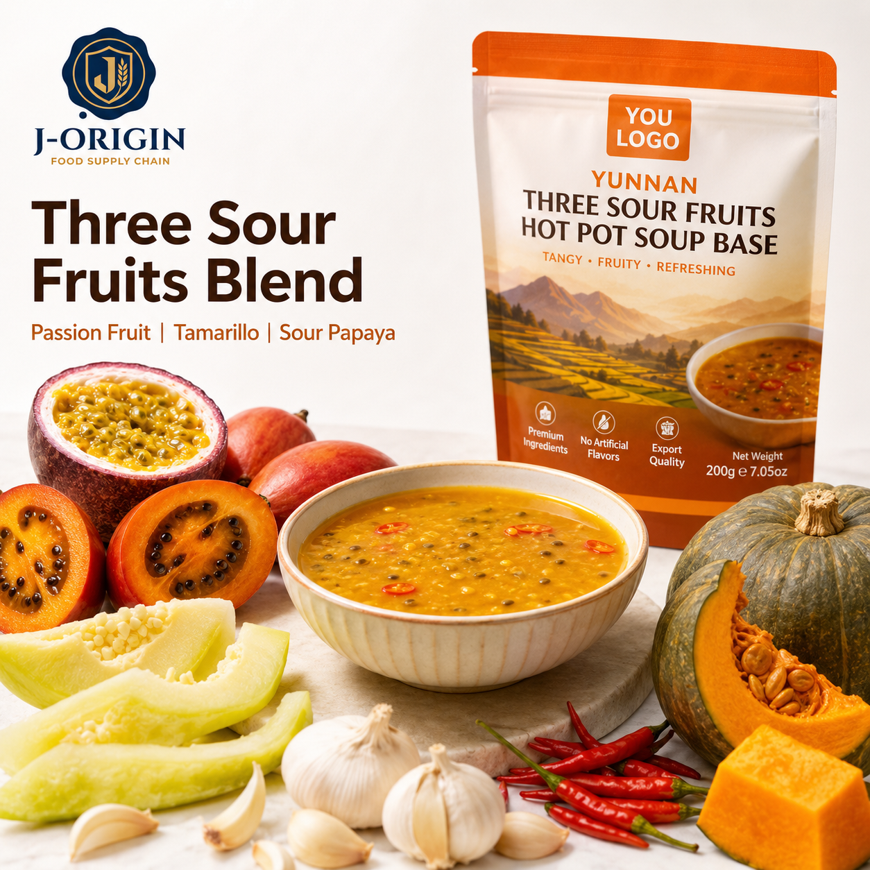 Yunnan Three Sour Fruit Hot Pot Soup Base | Passion Fruit, Tamarillo & Sour Papaya | 200g | OEM Wholesale